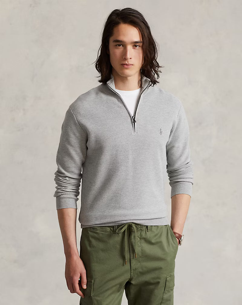 Strickpullover aus Baumwolle mit Viertelreißverschluss