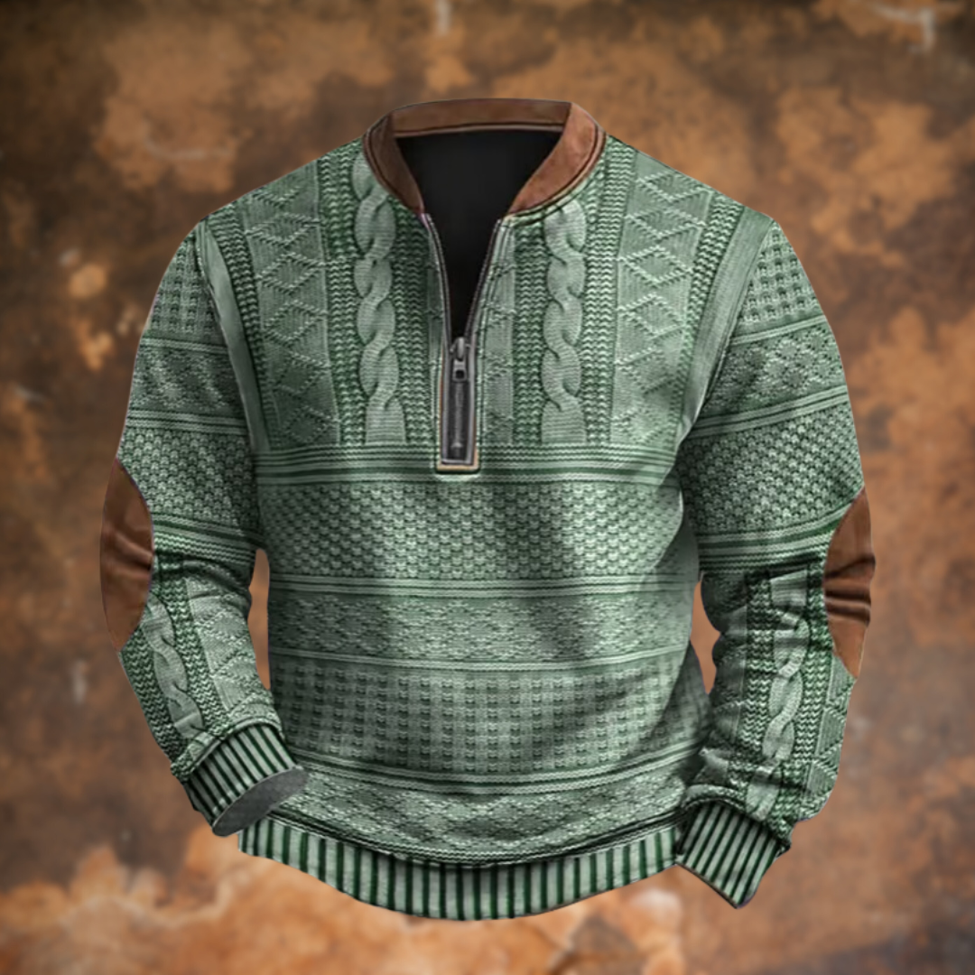 Witomir™ | Strickpullover mit halbem Reißverschluss und Verstärkungen