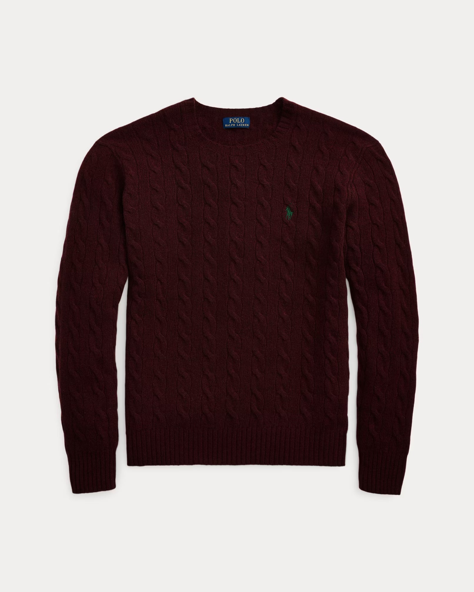 Uld- og cashmere-striktrøje med kabelmønster