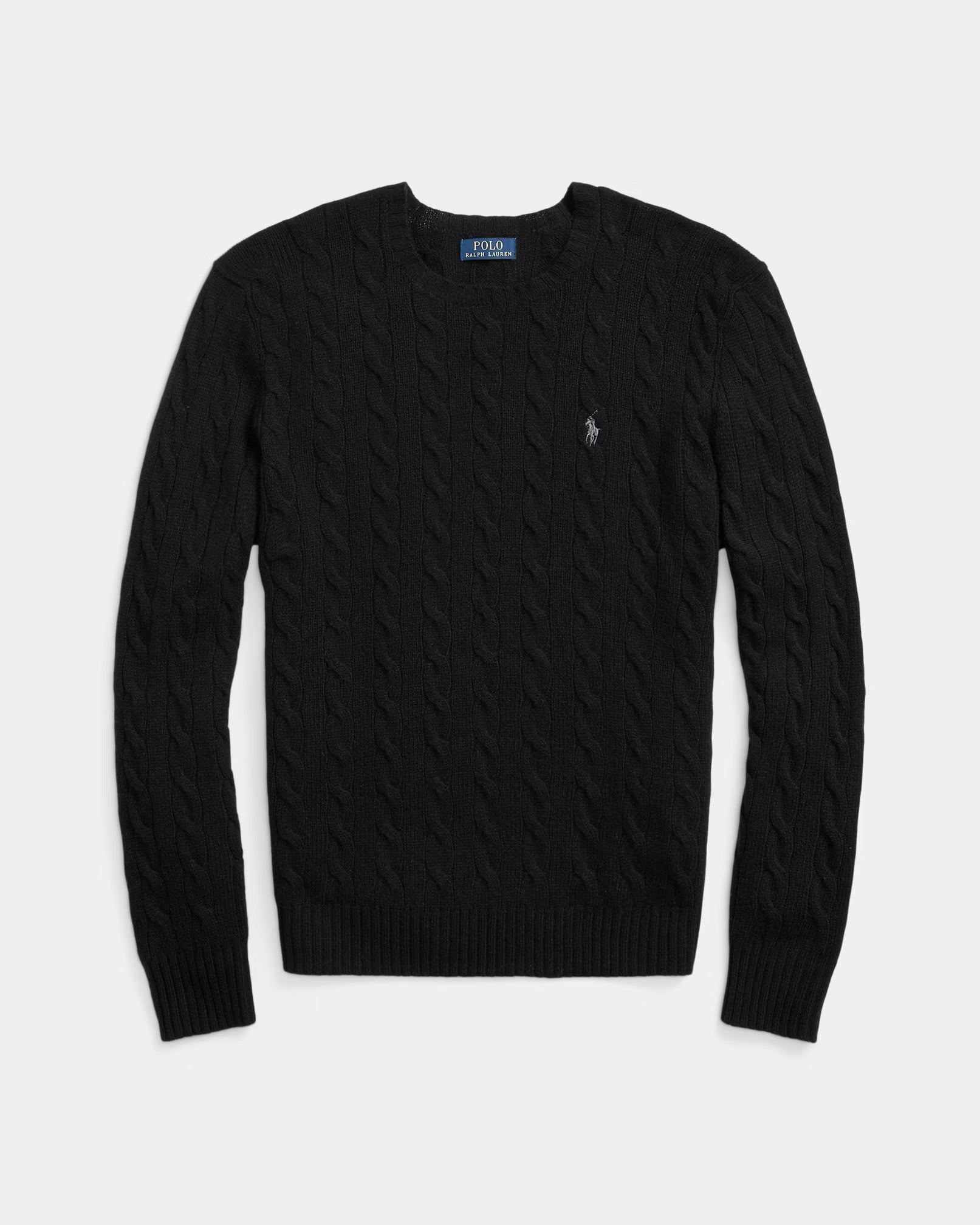 Uld- og cashmere-striktrøje med kabelmønster
