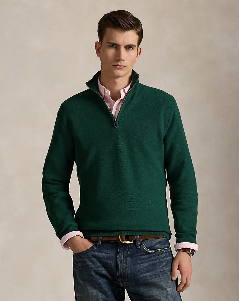 Strickpullover aus Baumwolle mit Viertelreißverschluss