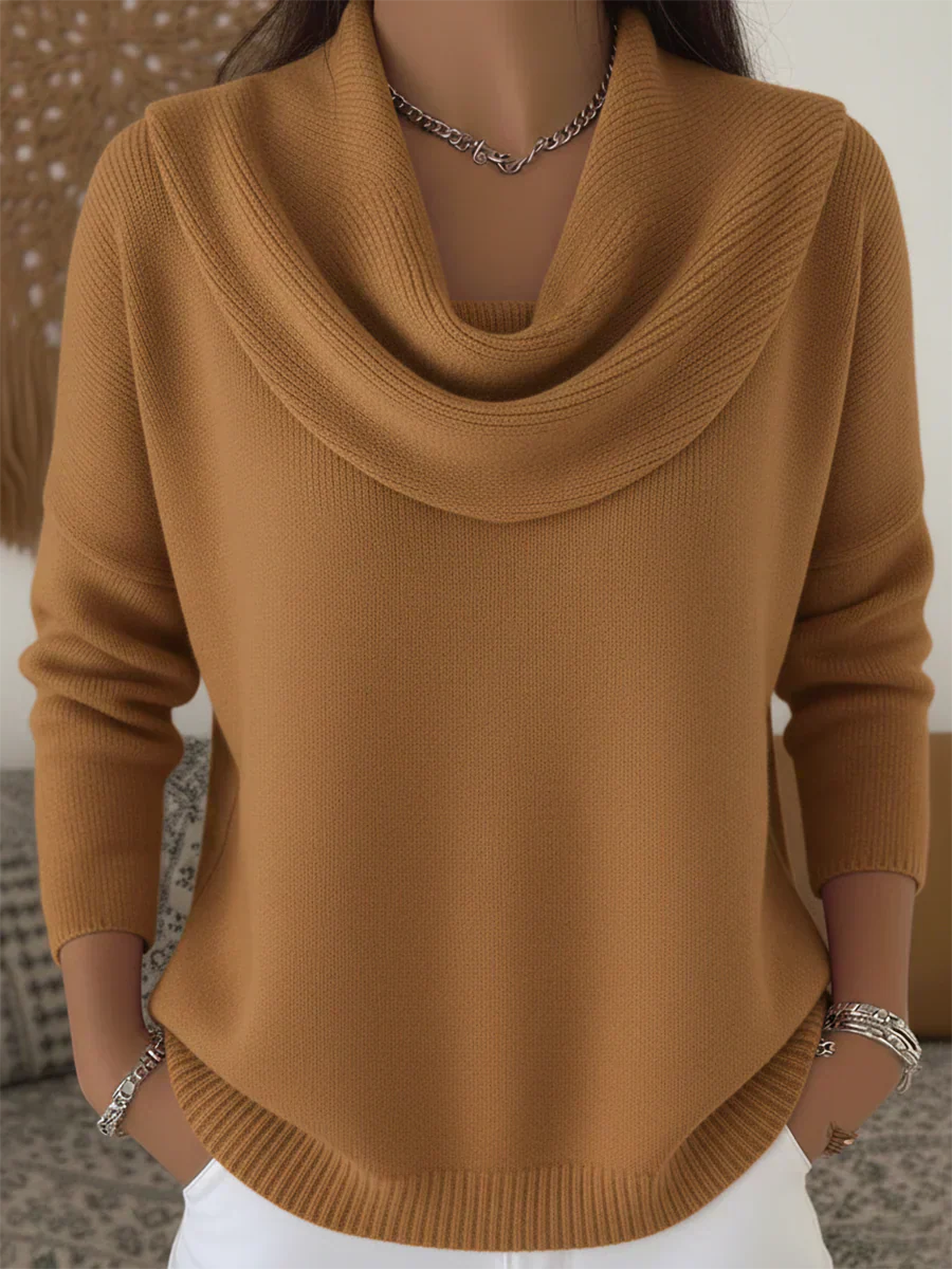 Świętosława™ | Klassischer Pullover mit Drapiertem Kragen