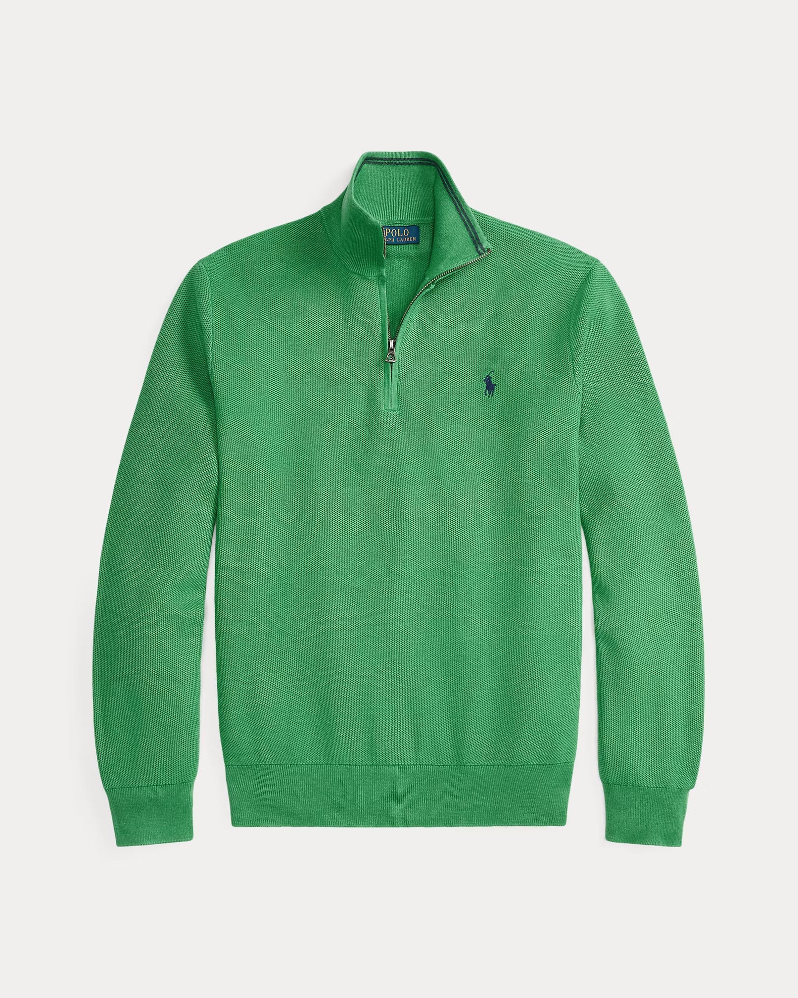 Baumwollstrickpullover mit Viertelreißverschluss
