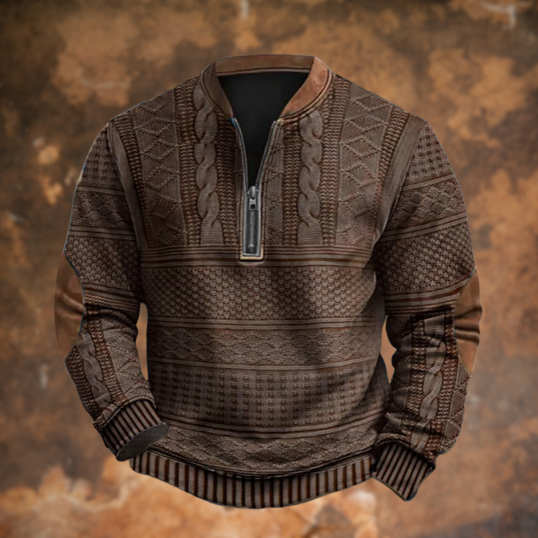 Witomir™ | Strickpullover mit halbem Reißverschluss und Verstärkungen