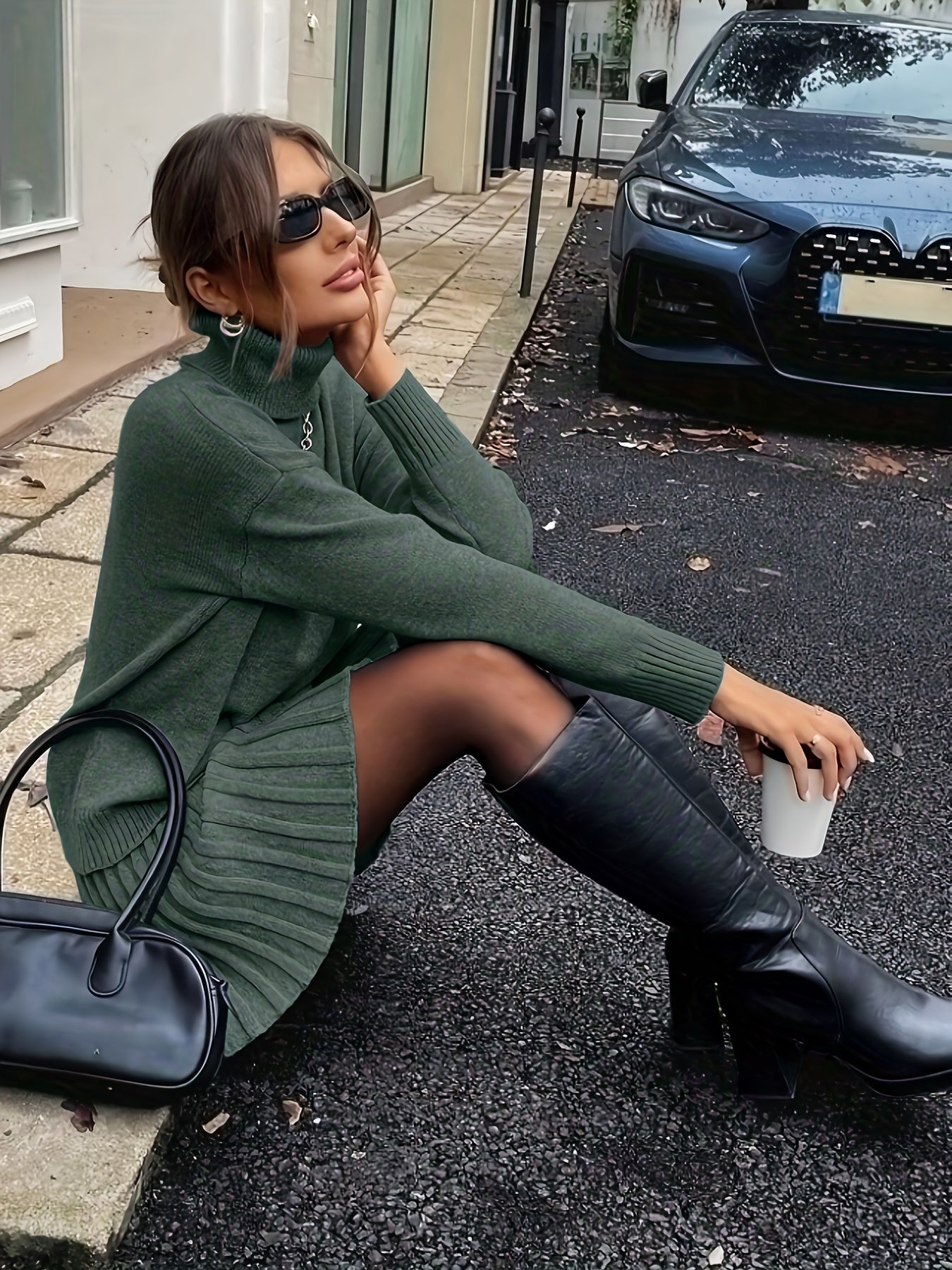 Wiesława™ | Strickset mit Rollkragen und Midirock