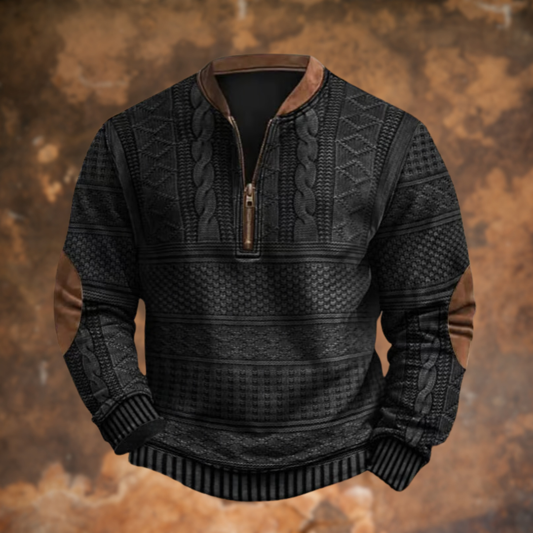 Witomir™ | Strickpullover mit halbem Reißverschluss und Verstärkungen