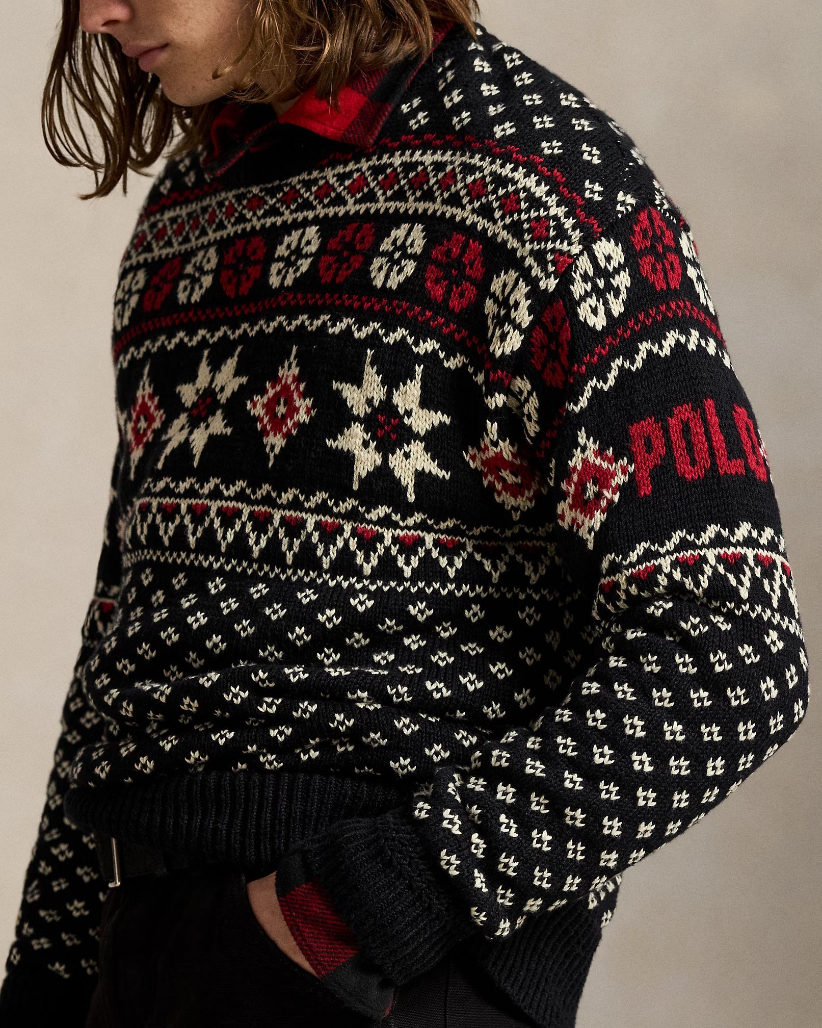 Baumwoll-Kaschmir-Pullover mit Schneeflocken