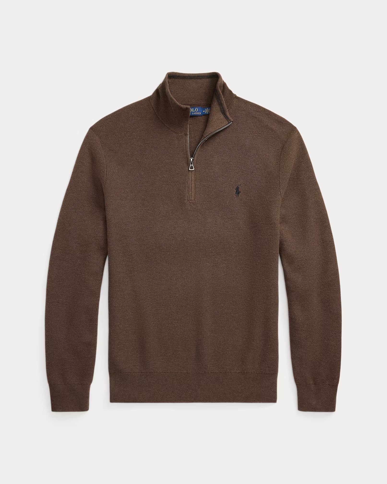 Jersey aus Baumwolle mit Mesh-Strick und ¼ Reißverschluss