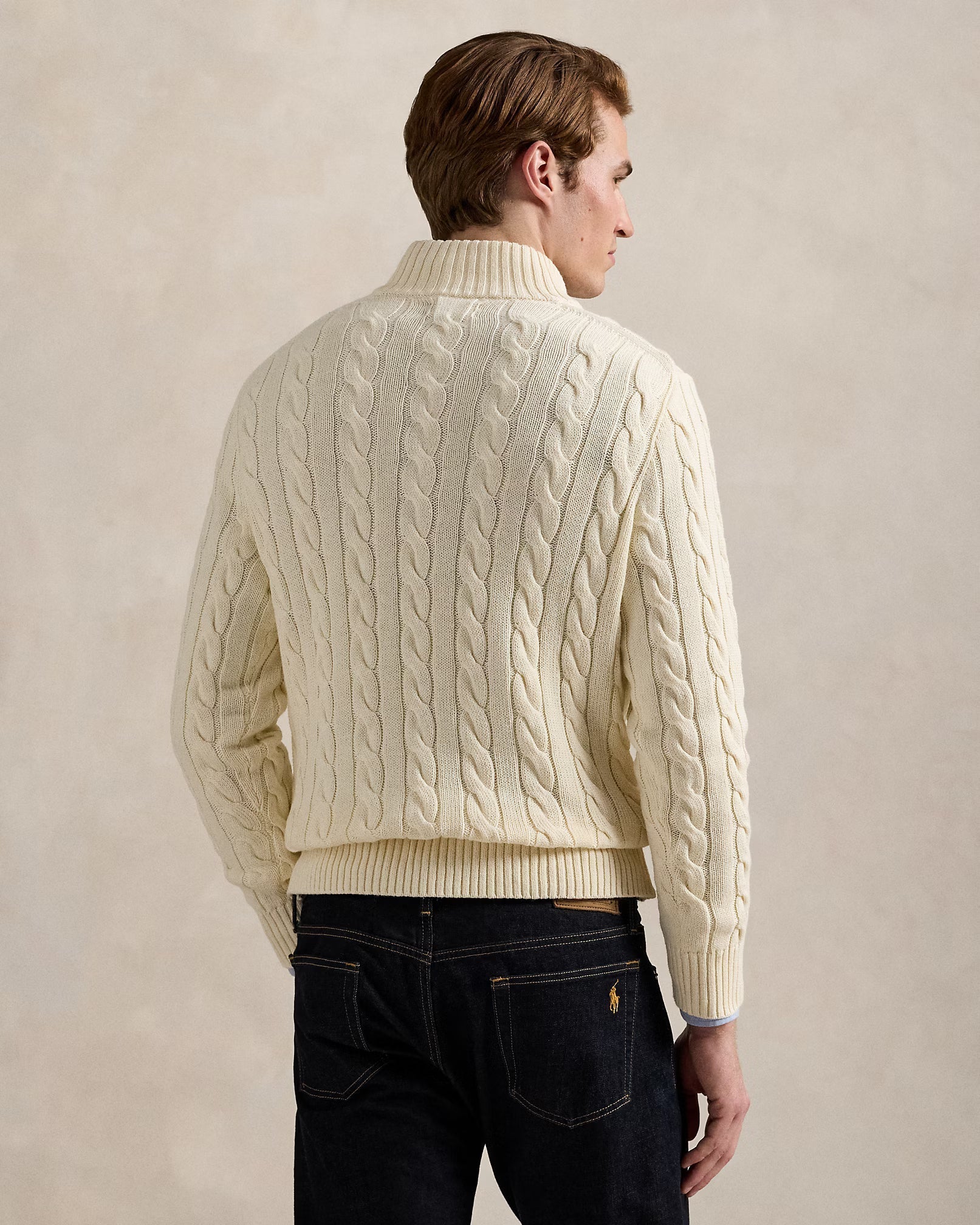 Bomulds sweater med lynlås op til brystet