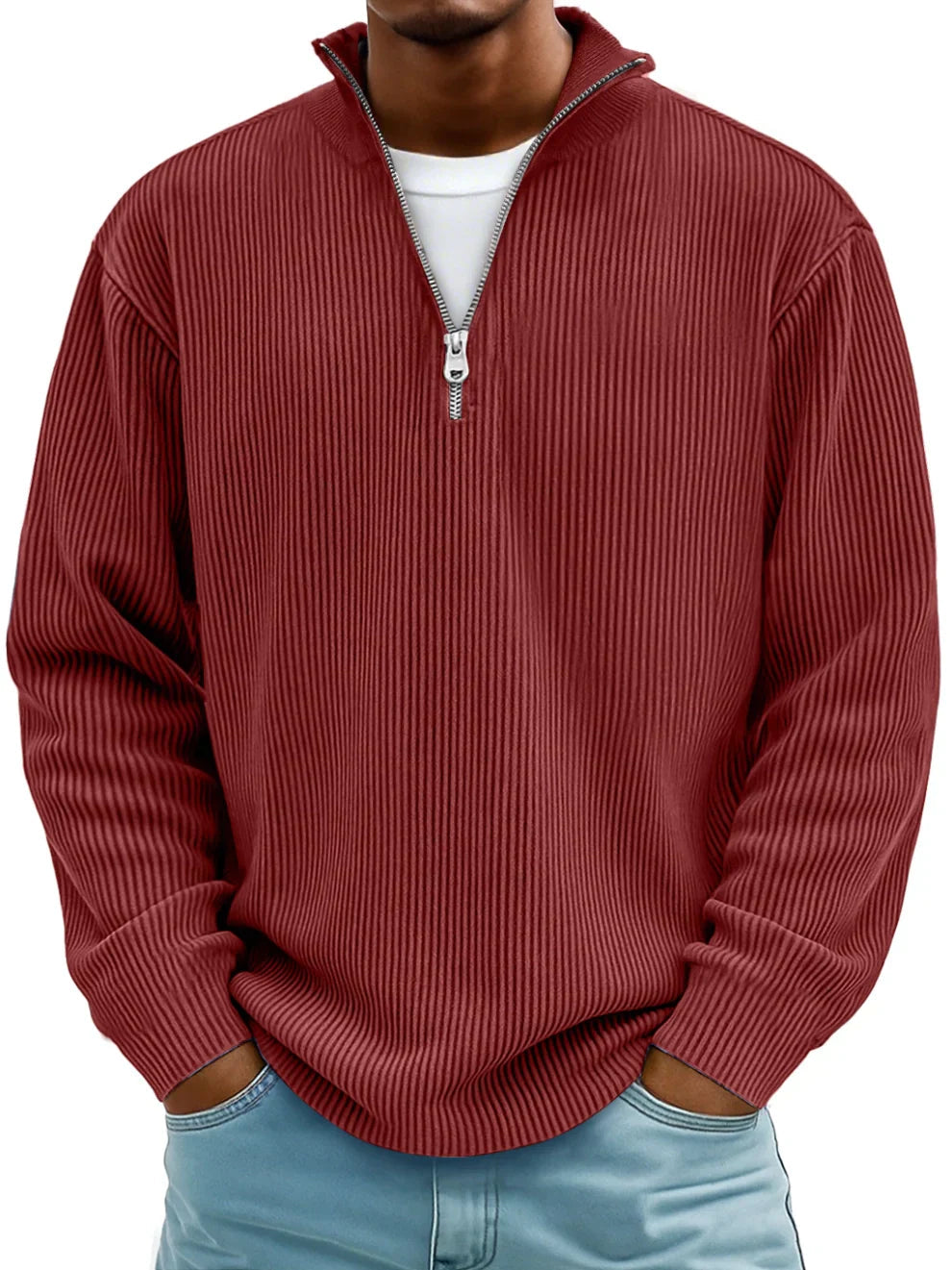 Mściwój™ | Herrenpullover mit Halbreißverschluss – Stilvoll, Warm und Langlebig