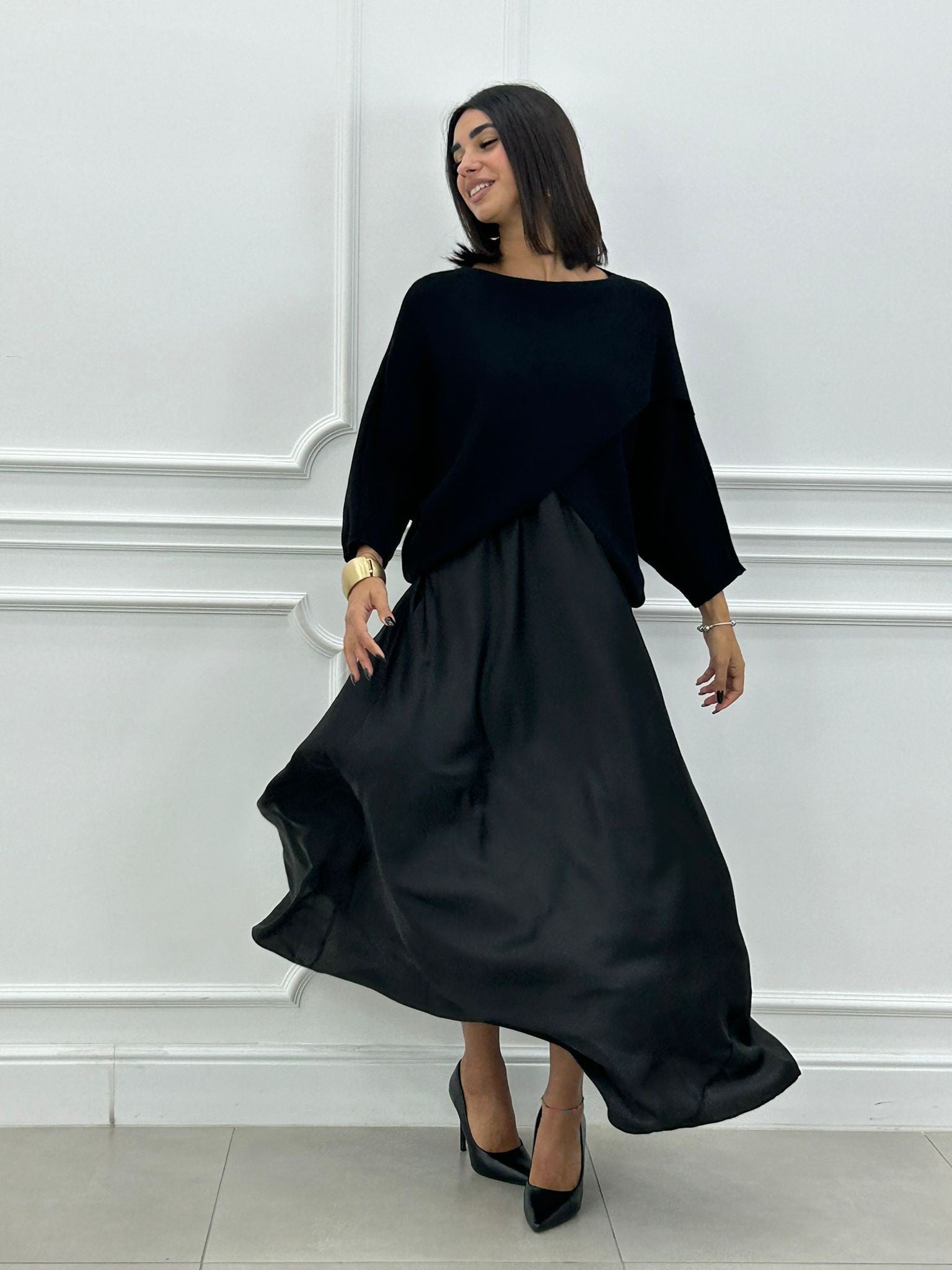 Elżbieta™ | 2-in-1 Set mit Langem Kleid und Asymmetrischem Pullover
