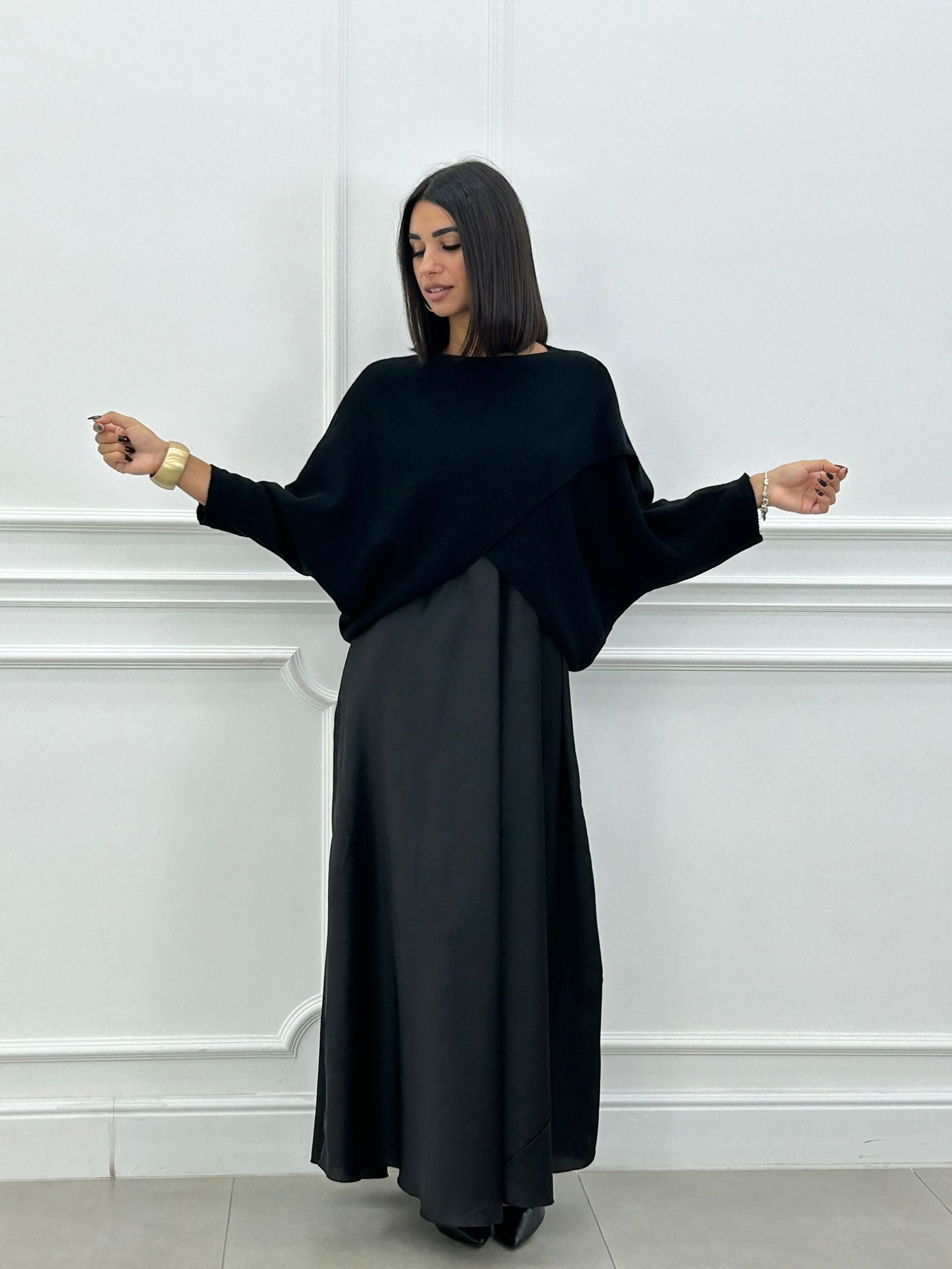 Elżbieta™ | 2-in-1 Set mit Langem Kleid und Asymmetrischem Pullover