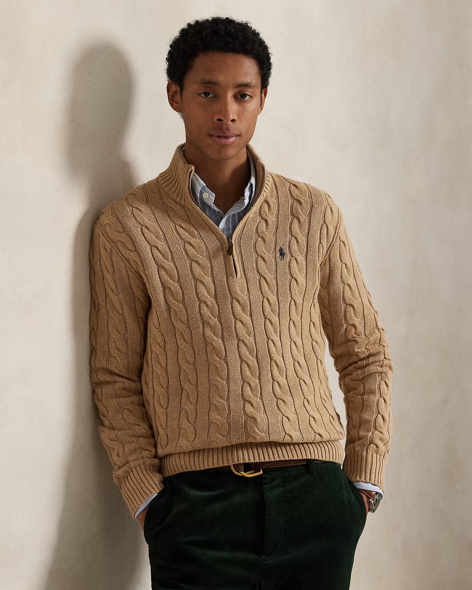 Jersey de algodón con cremallera hasta el pecho