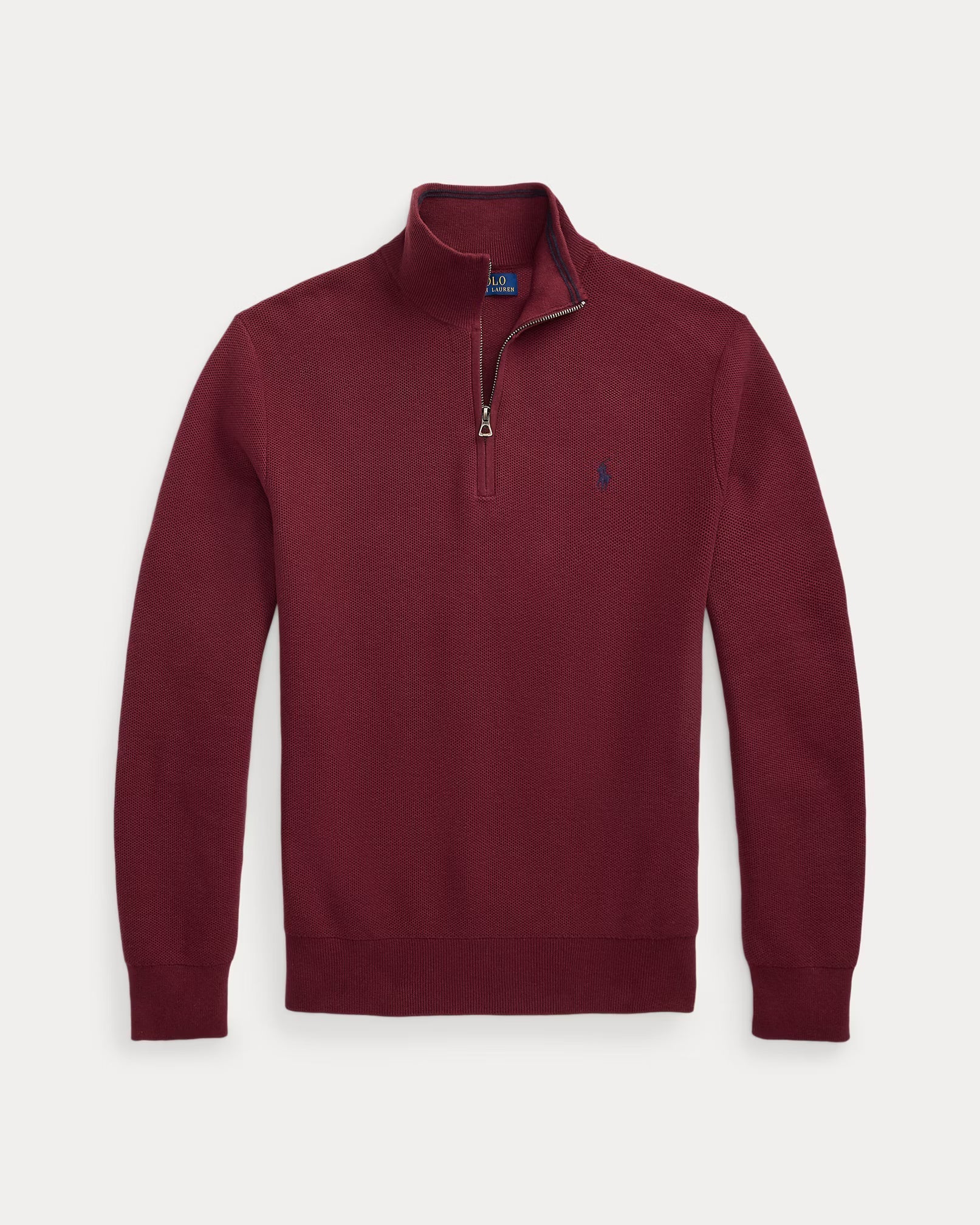 Baumwollstrickpullover mit Viertelreißverschluss