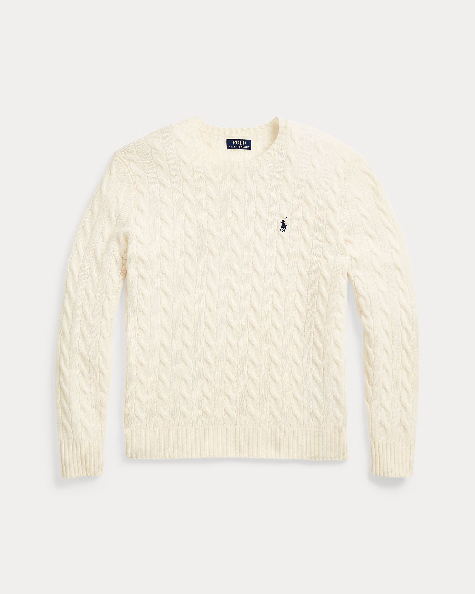 Uld- og cashmere-striktrøje med kabelmønster