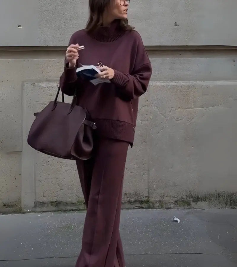 Agnieszka™ | Weicher Zweiteiliger Set mit Rollkragen und Lockeren Hosen