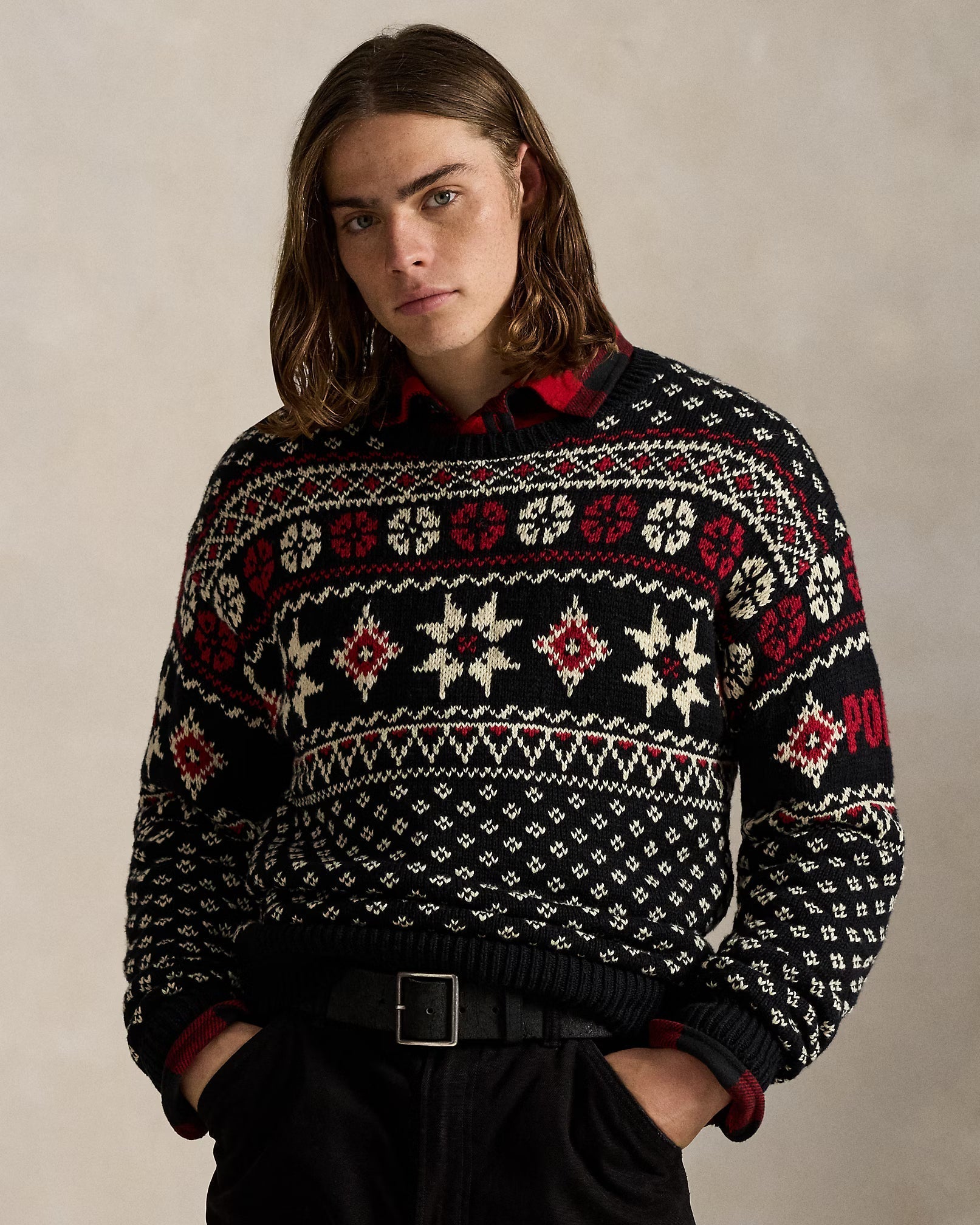 Baumwoll-Kaschmir-Pullover mit Schneeflocken