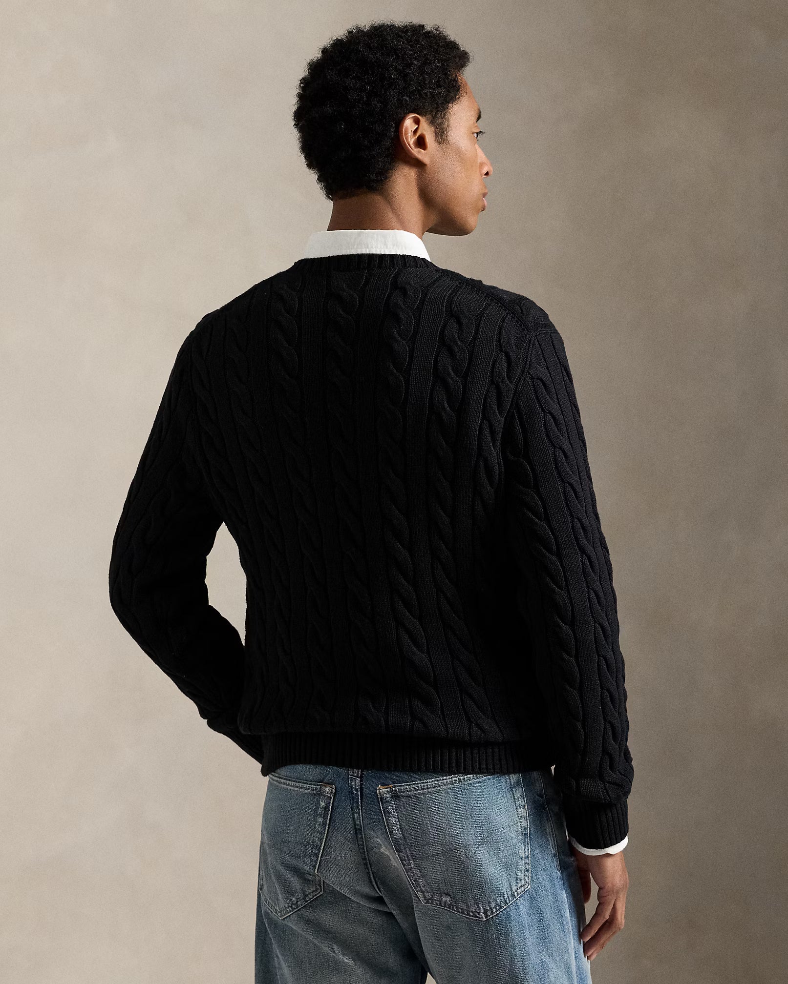 Strickpullover aus Baumwolle mit Zopf