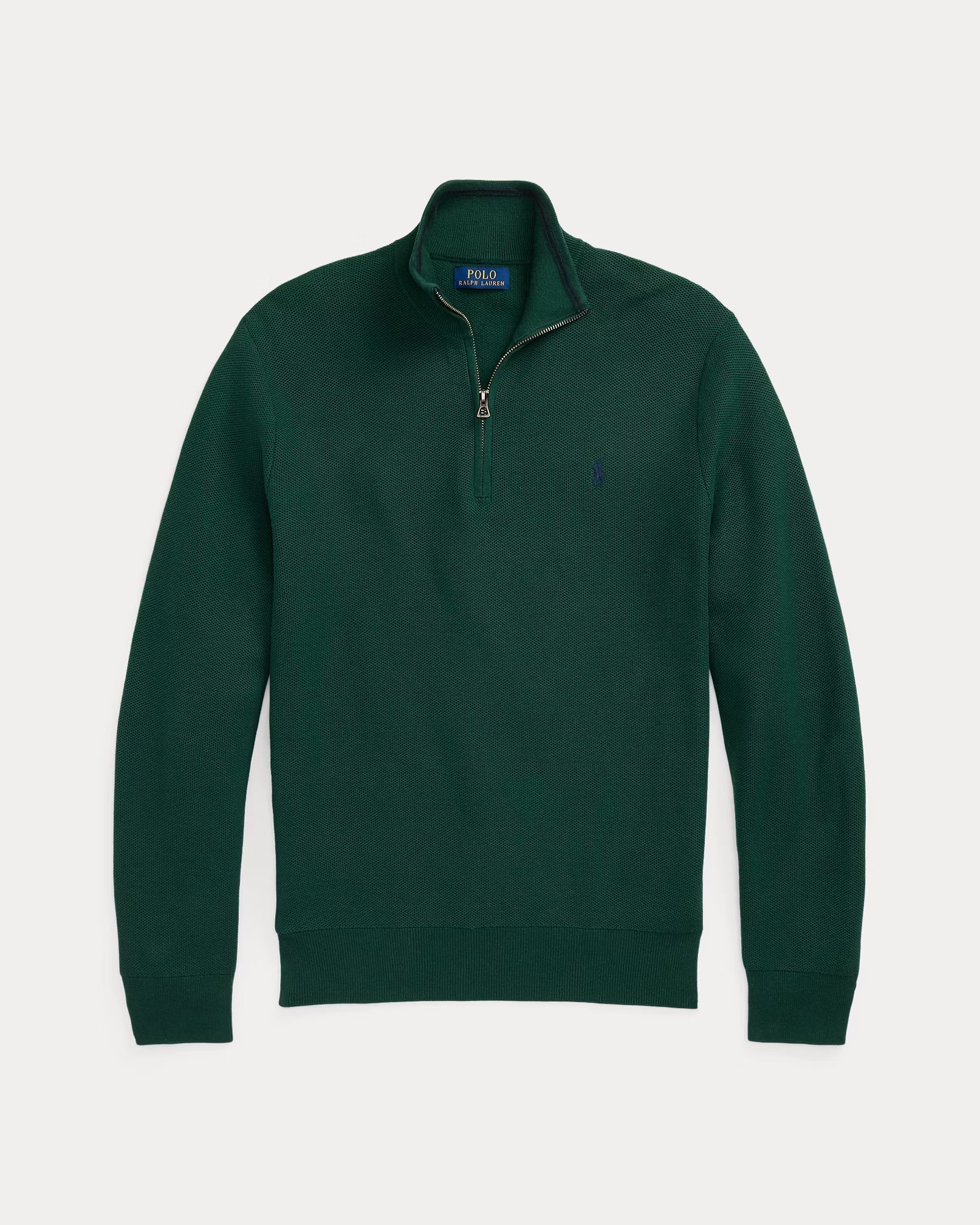 Jersey aus Baumwolle mit Mesh-Strick und ¼ Reißverschluss