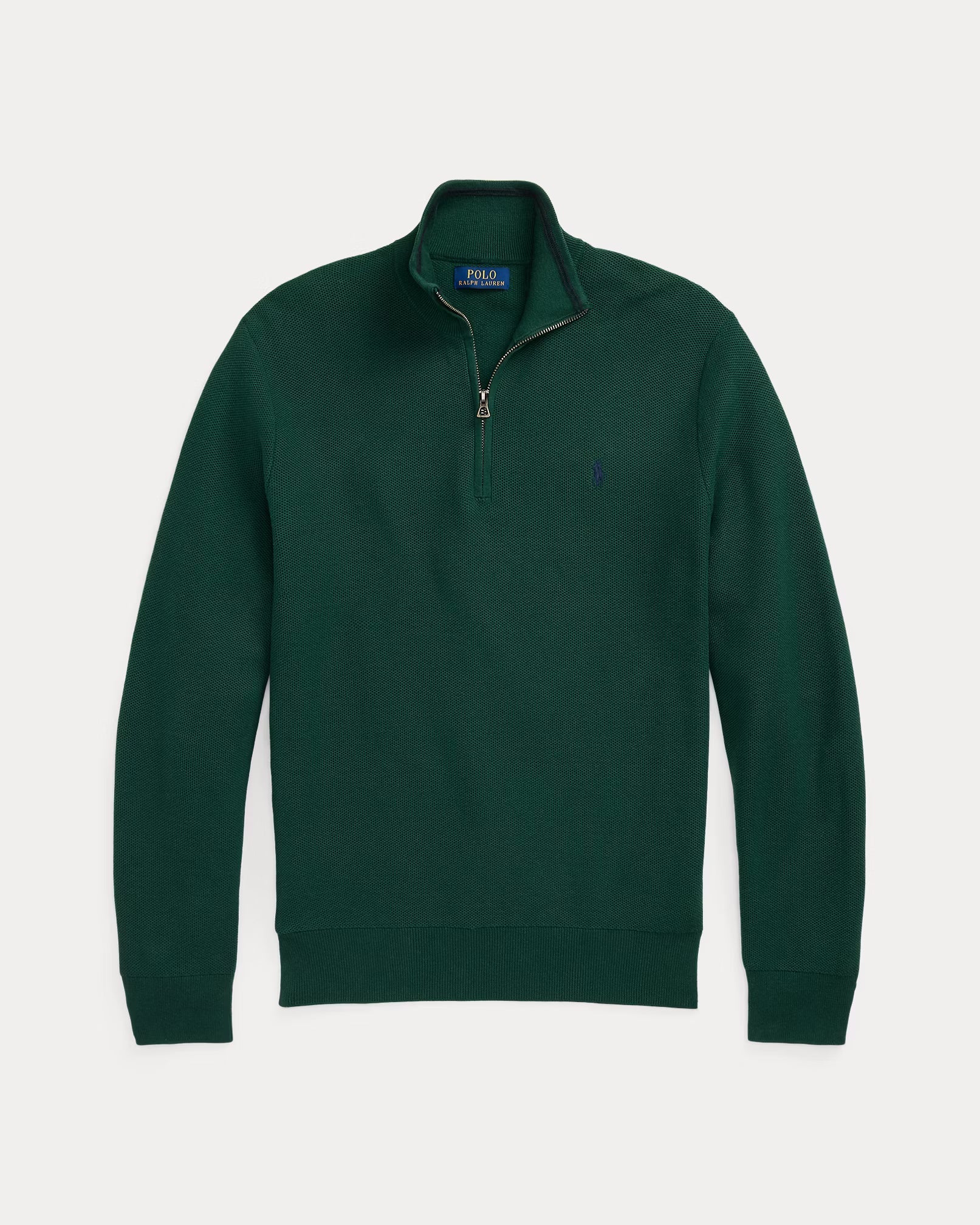 Jersey af bomuldsstrik med kvart lynlås