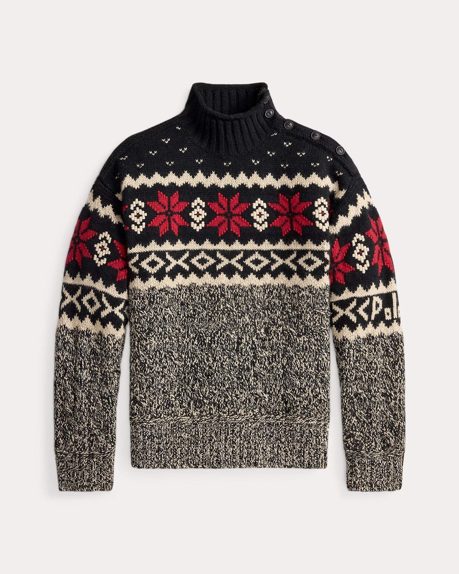 Hochgeschlossener Pullover aus Wollmischung mit Schneeflocken