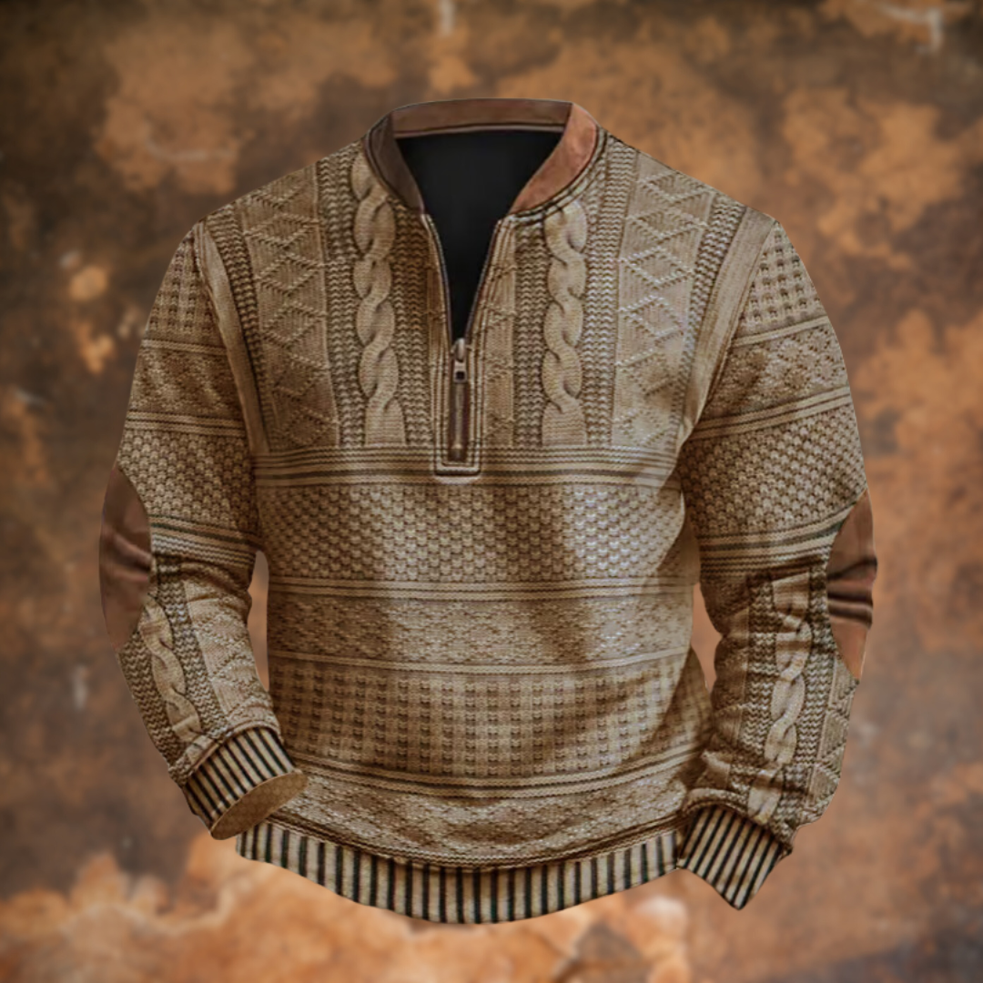 Witomir™ | Strickpullover mit halbem Reißverschluss und Verstärkungen