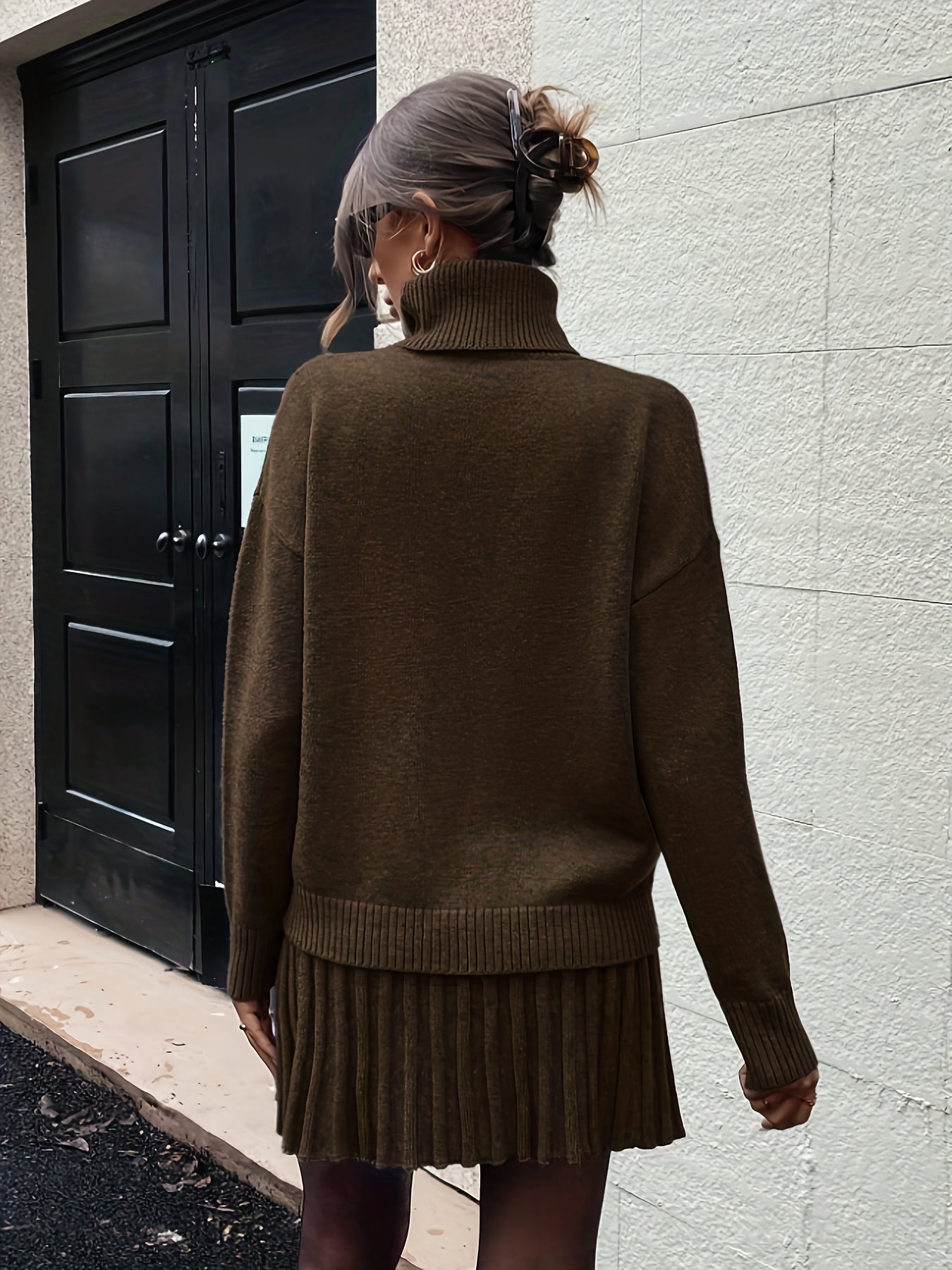 Wiesława™ | Strickset mit Rollkragen und Midirock