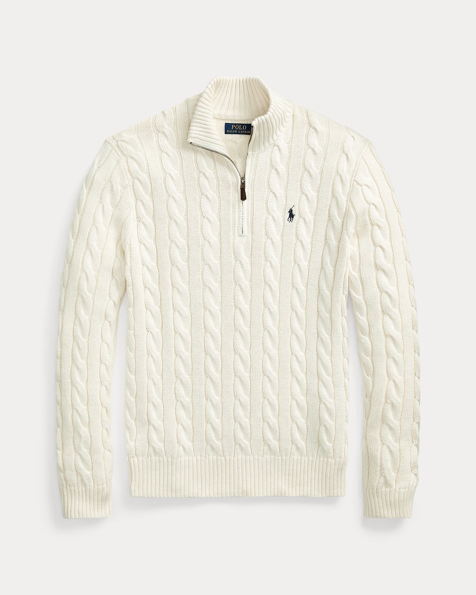 Baumwollstrickpullover mit Reißverschluss bis zur Brust