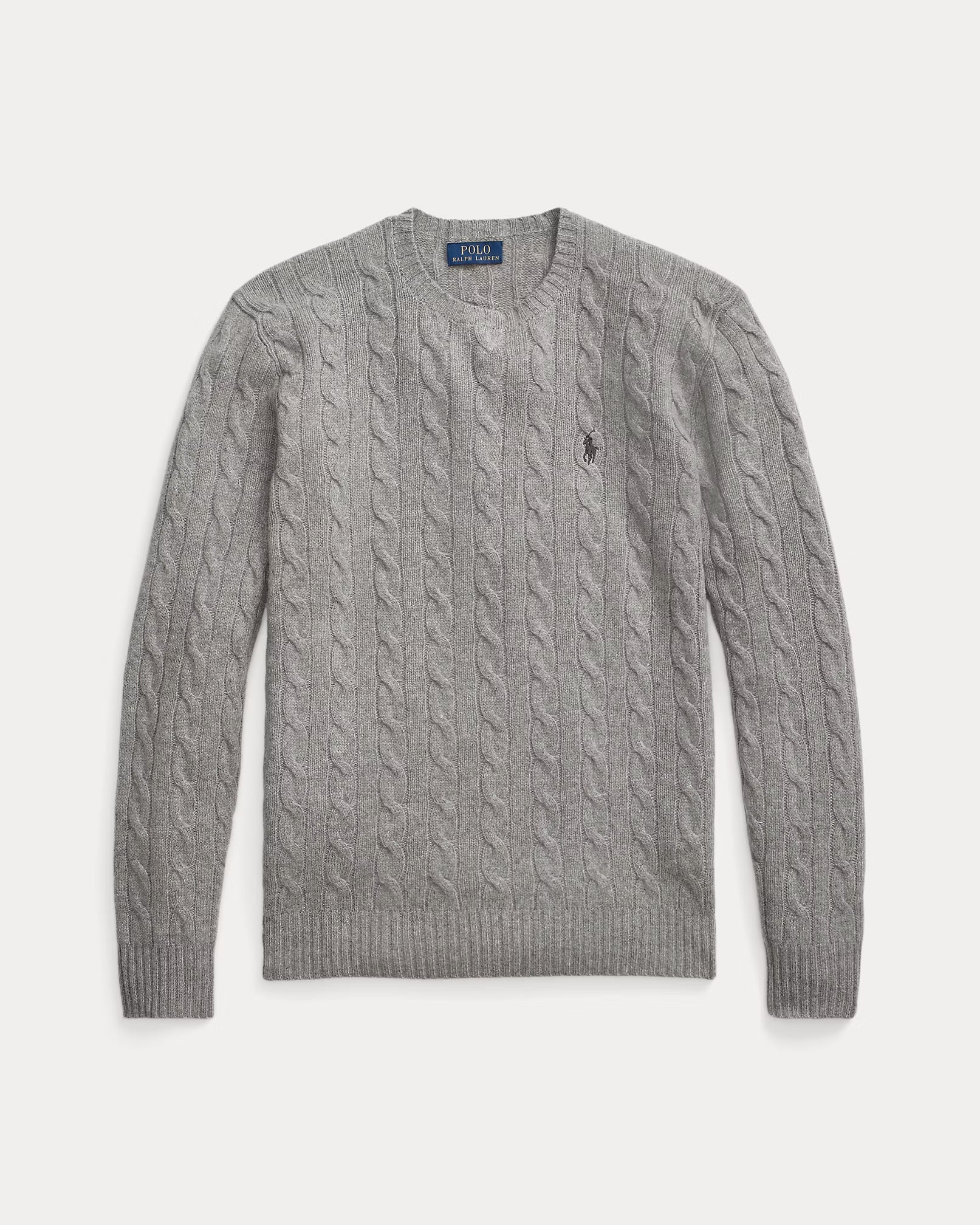Uld- og cashmere-striktrøje med kabelmønster