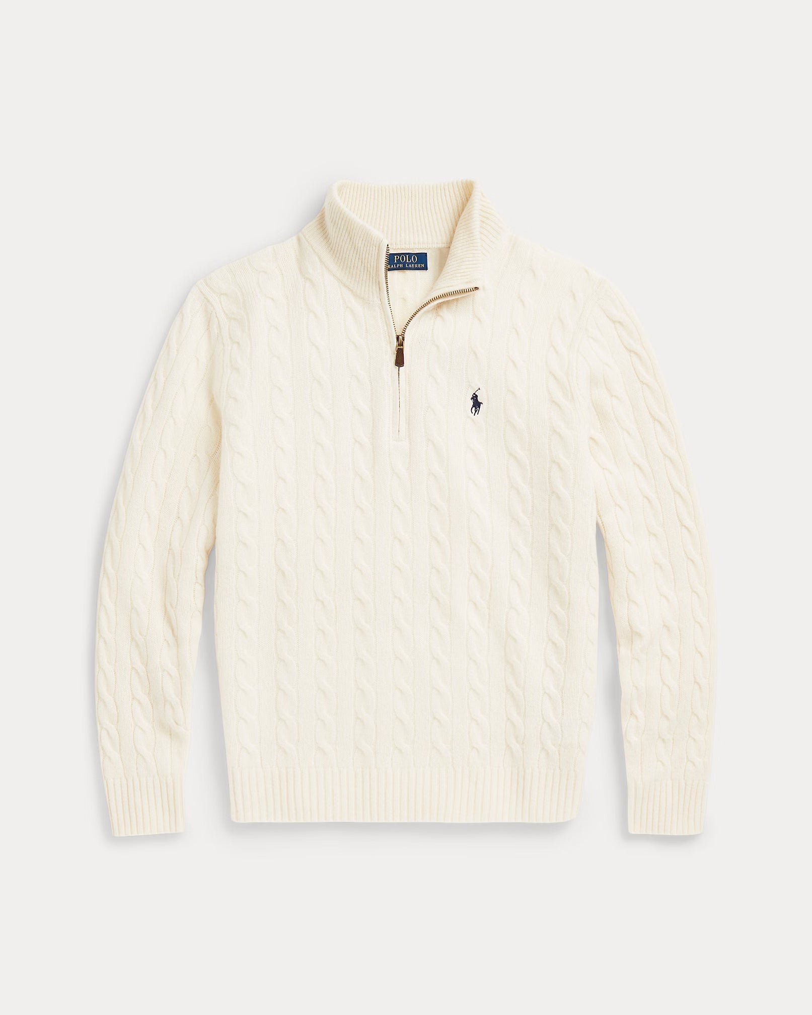 Woll- und Kaschmirpullover mit Flechtstrick
