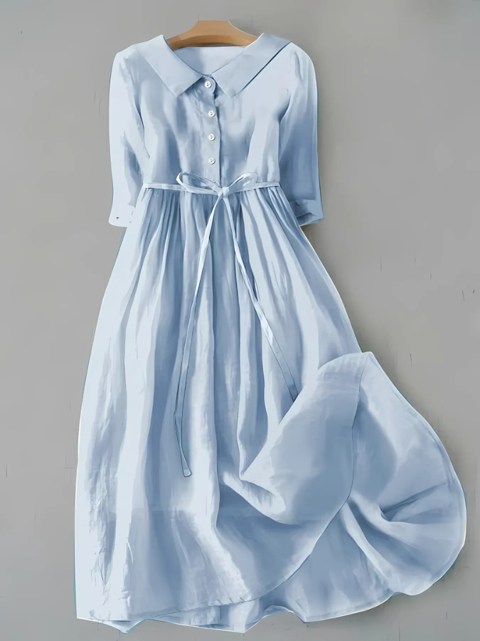 Witkaé™ | Elegantes Kleid mit kurzen Ärmeln und geschnürtem Taillenbund