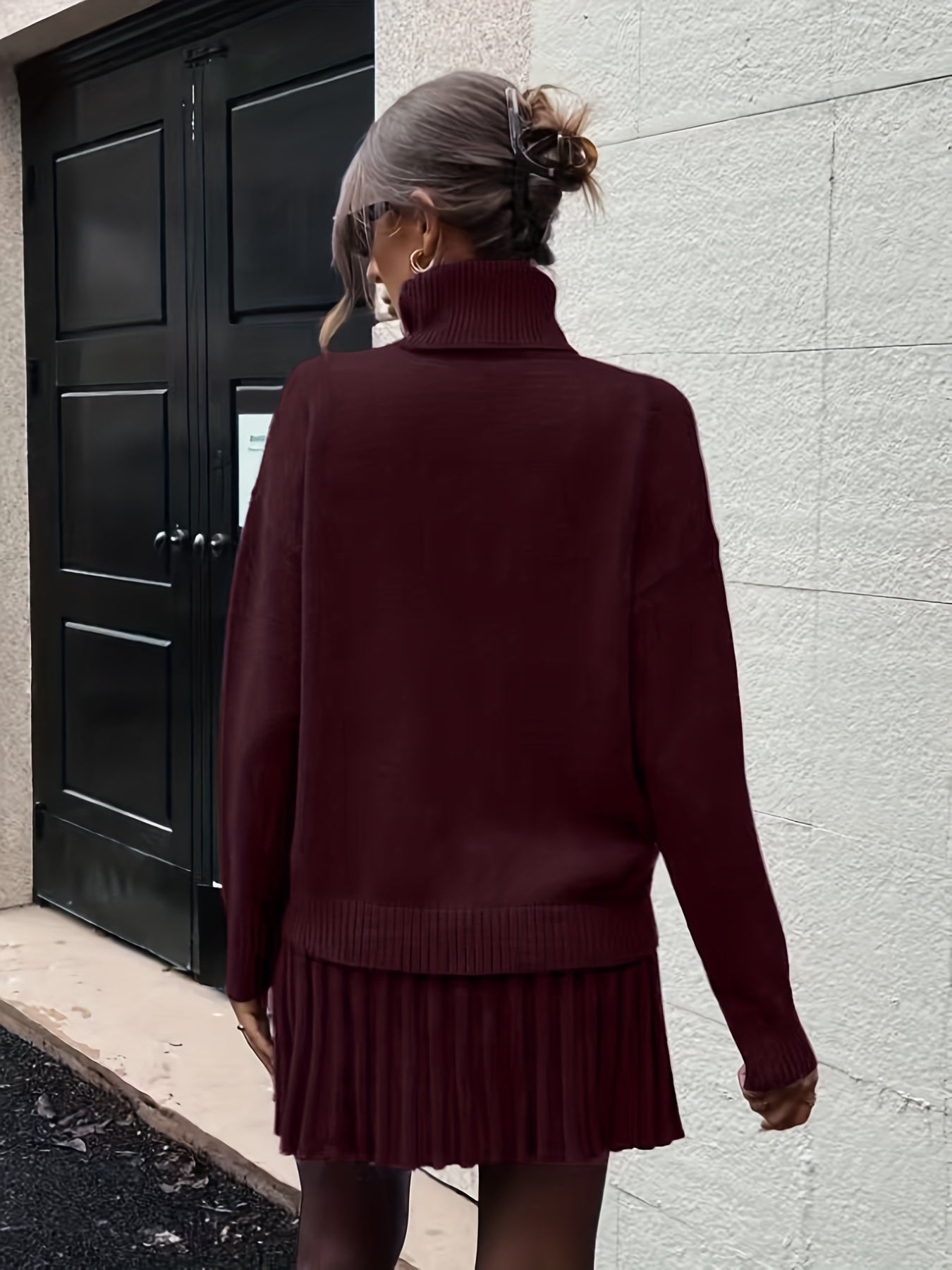 Wiesława™ | Strickset mit Rollkragen und Midirock