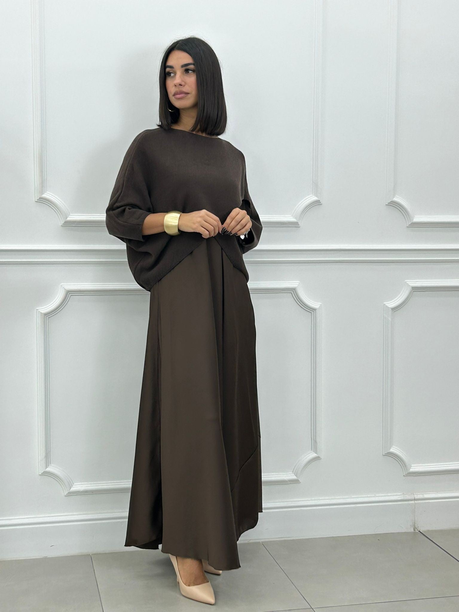 Elżbieta™ | 2-in-1 Set mit Langem Kleid und Asymmetrischem Pullover