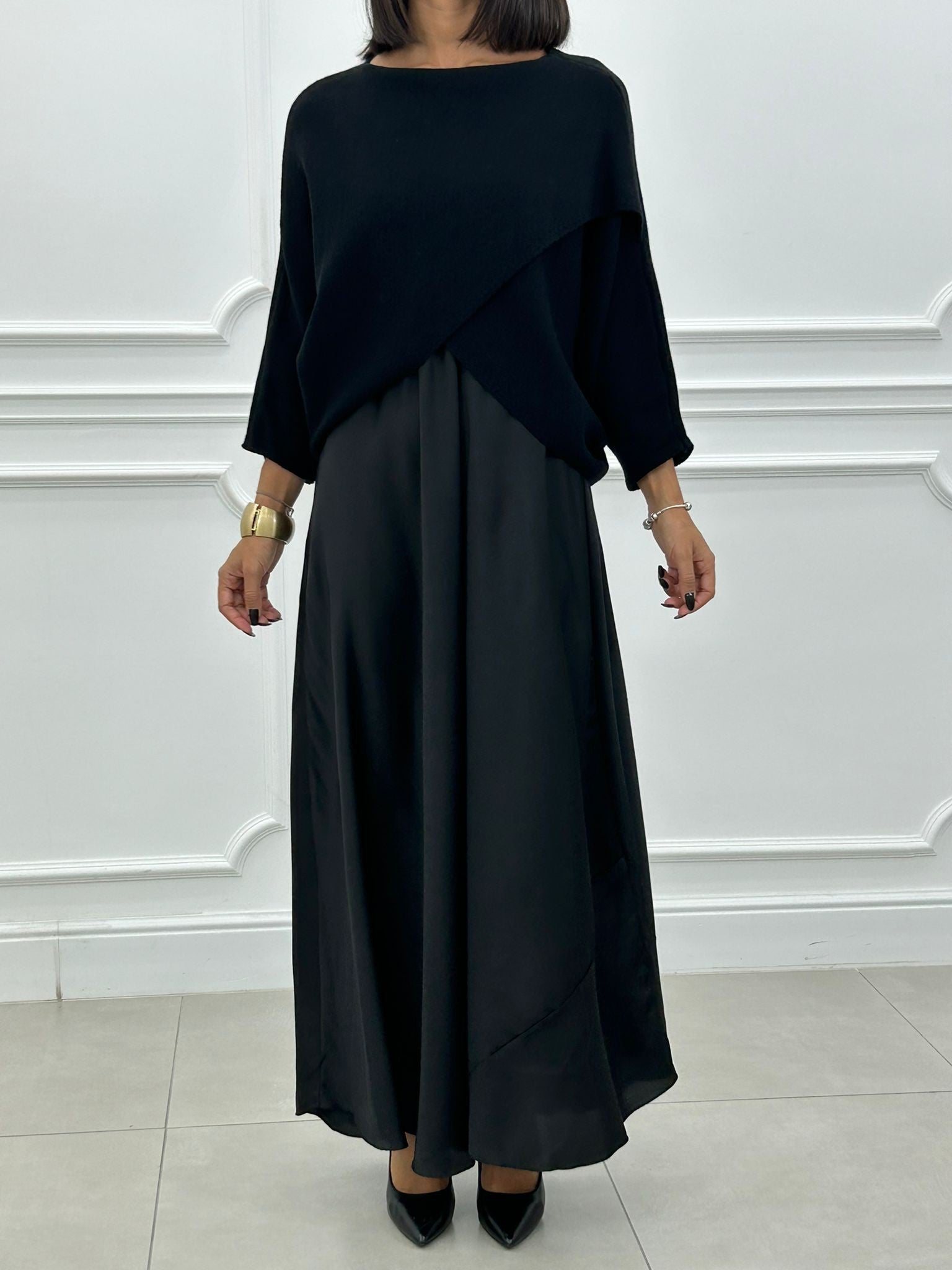 Elżbieta™ | 2-in-1 Set mit Langem Kleid und Asymmetrischem Pullover